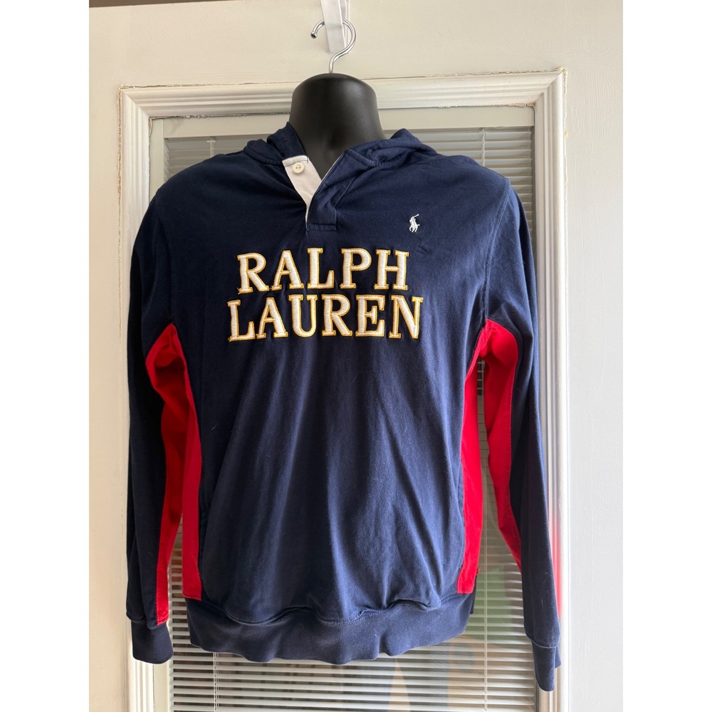 Polo Ralph Lauren Hoodie Boys XL 18-20/women's S navyRed Embroidered Logos
